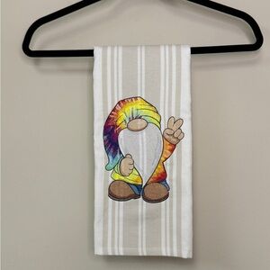 Hippie Tie Dye Gnome Embroidered Dish Towel